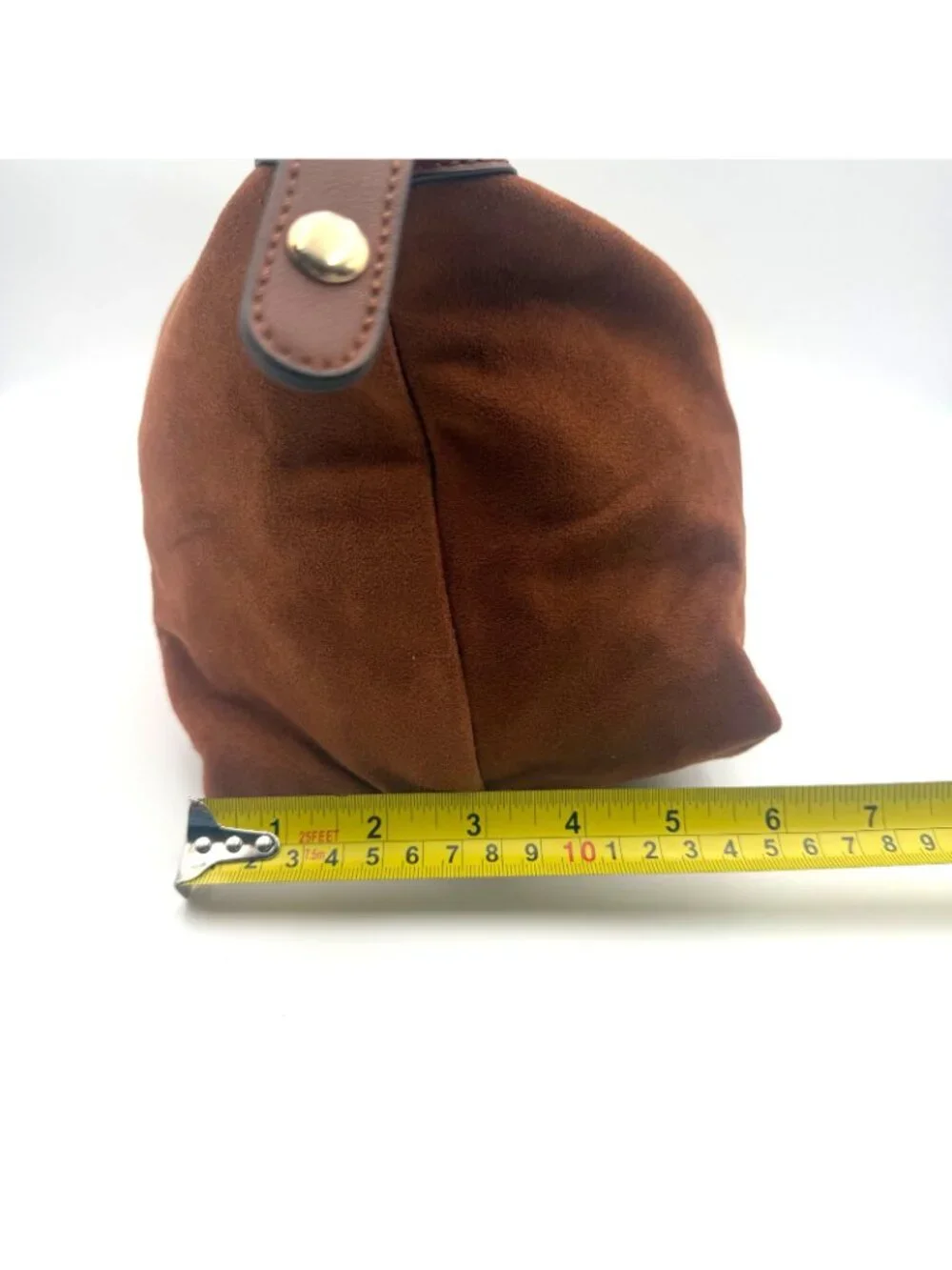 Sondra Roberts Squared Brown Slouch Hobo Shoulder Bag Faux Suede Zip Purse